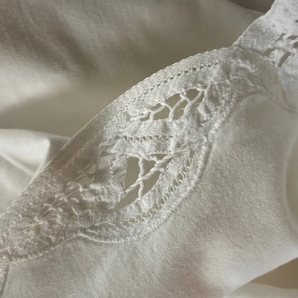 White Cotton‎ Lace Trim Table Runner Set of 3 SB99057W 100% Cotton